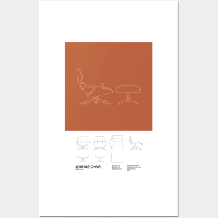 Eames Lounge Chair Poster Mid Century Design - Minimal Design - Charles an Ray Eames Posters and Art